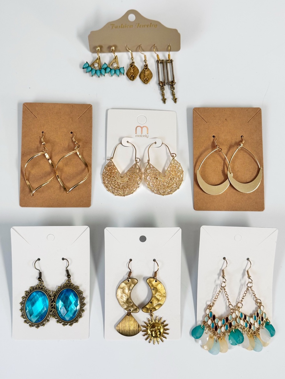 Dangle Earrings Lot Gold-tone Celestial Boho Arrows Vintage-Style NWT